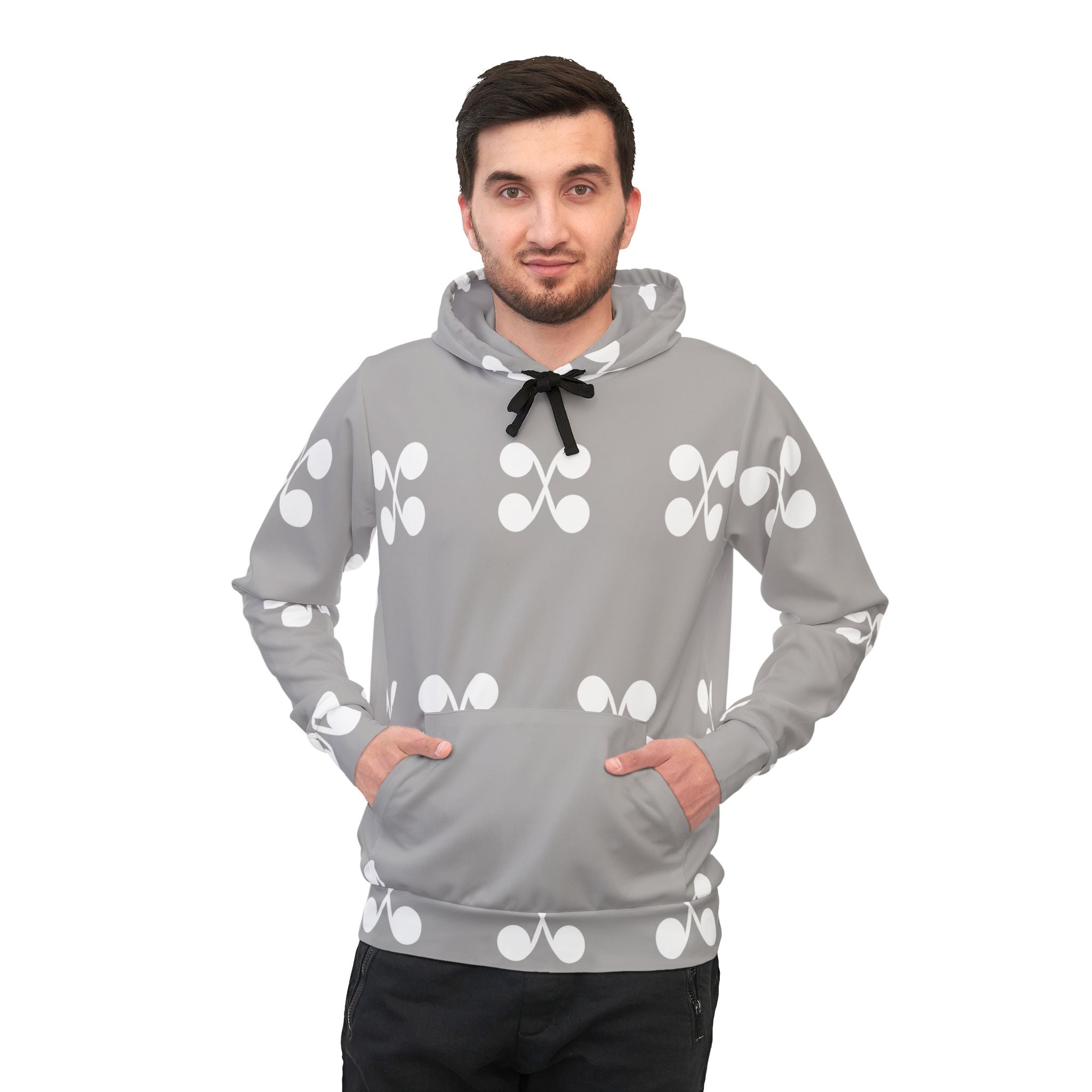 Musheen Logo Print Athletic Hoodie Grey